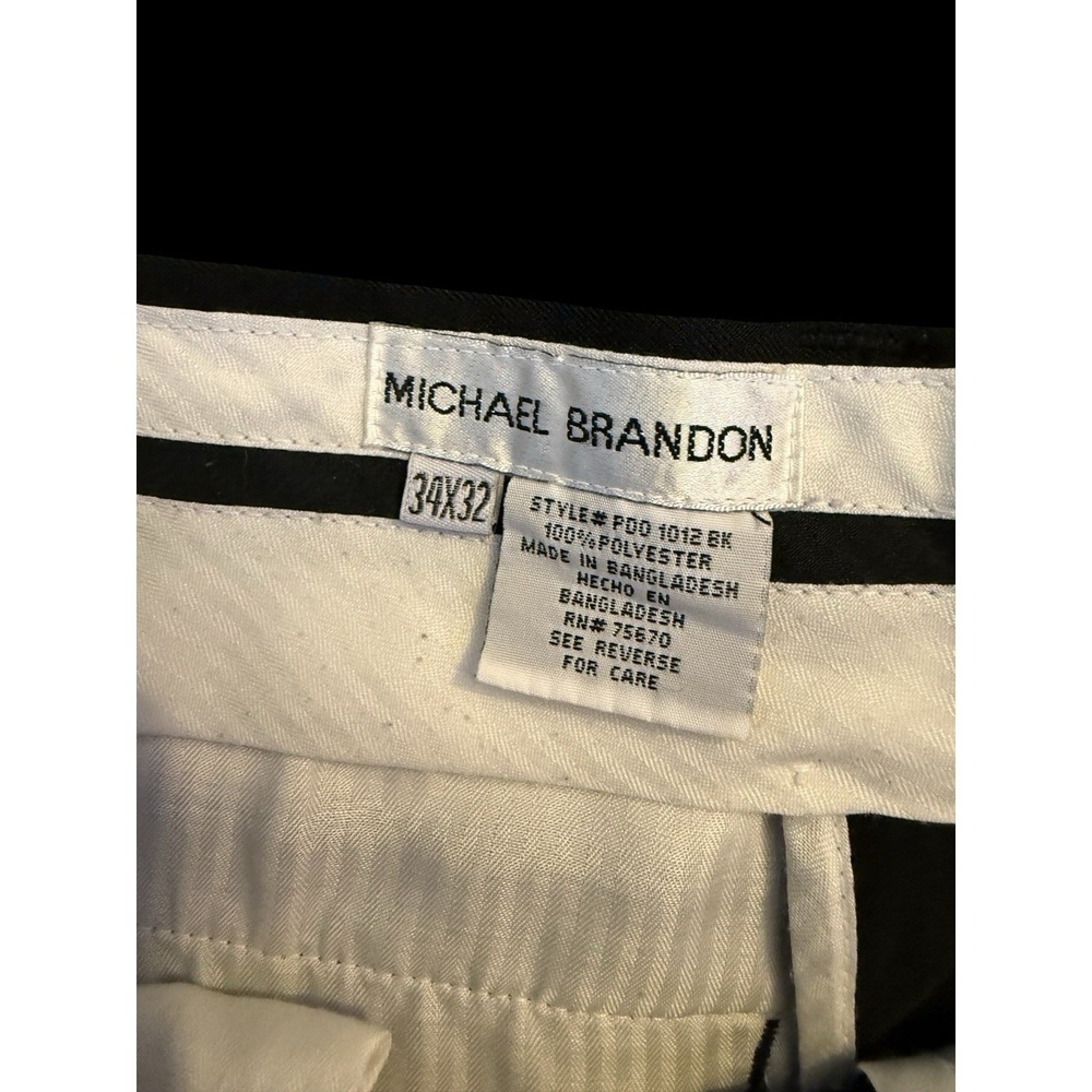 Michael Brandon Vintage Y2K Black Pleated Cuffed Dress Pants Mens 34x32 - Picture 3 of 4
